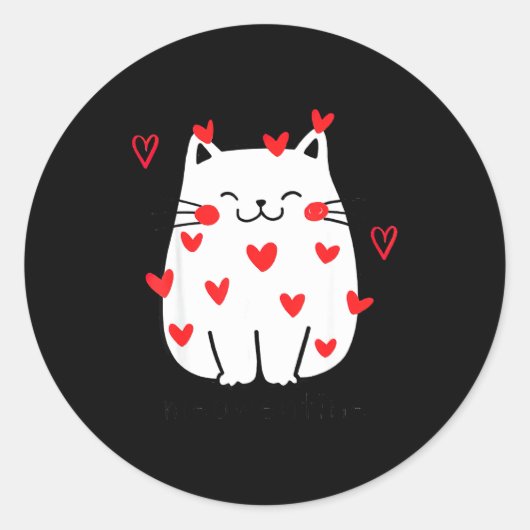 Meowentine Cute Cat Valentines Day Men Women Cat D ラウンドシール (正面)