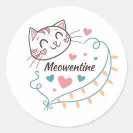 Meowentine Stickersデザインfor猫好き ラウンドシール