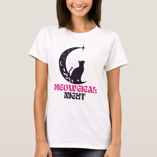 Meowgical cat , meogic t-shirt for cat lover women tシャツ (正面)