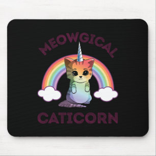 Meowgical Caticorn Tシャツキャットユニコーンガールズウィメンズ マウスパッド