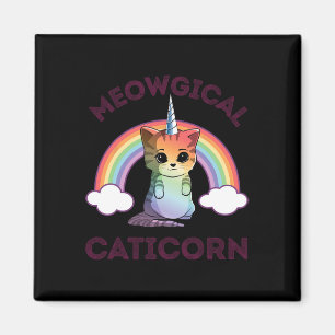 Meowgical Caticorn Tシャツキャットユニコーンガールズウィメンズ マグネット