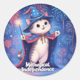 Meowgical Independence - Patriotic Wizard Cat ラウンドシール