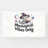 Meowgical Vibesのみ、浮動かわいいウィッチキャットオヴ 横断幕 (横)