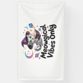 Meowgical Vibesのみ、浮動かわいいウィッチキャットオヴ 横断幕 (縦)