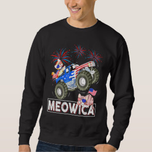 Meowicaキャットモンスタートラックアメリカ国旗4t スウェットシャツ