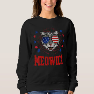 MeowicaネコAmericatメリカUsa国旗Sunglasses 4t スウェットシャツ