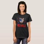 MeowicaネコAmericatメリカUsa国旗Sunglasses 4t Tシャツ (正面フル)