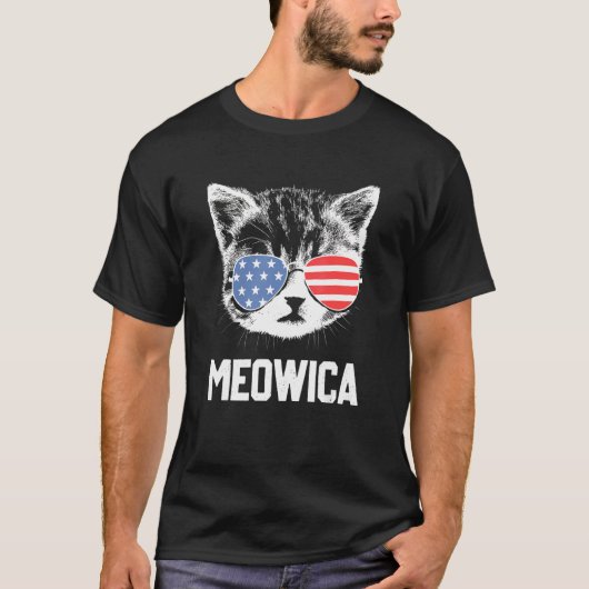 Meowica 4th 7月pawtriotic子猫Merica Cat Us Fl Tシャツ (正面)