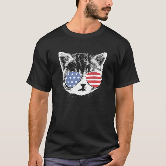 Meowica 4th 7月pawtriotic子猫Merica Cat Us Fl Tシャツ (正面)