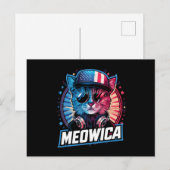 Meowica 4th of 7月Cat American Flag America USA ポストカード (正面/裏面)