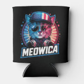 Meowica 4th of 7月Cat American Flag America USA 缶クーラー (正面)