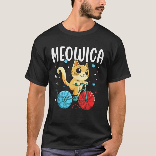 Meowica America Usa 4Th Of July Independence Patri Tシャツ (正面)