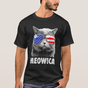 Meowica Cat 7月4日MericaメンズウィメンズアメリカUsa Tシャツ
