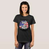 Meowica Cat 7月4日Merica Usa Cats American Tシャツ (正面フル)