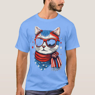 meowica cat sunglassesアメリカ国旗7月m4日 tシャツ