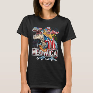 Meowica Cat Tレックス恐竜7月Flの4th Tシャツ