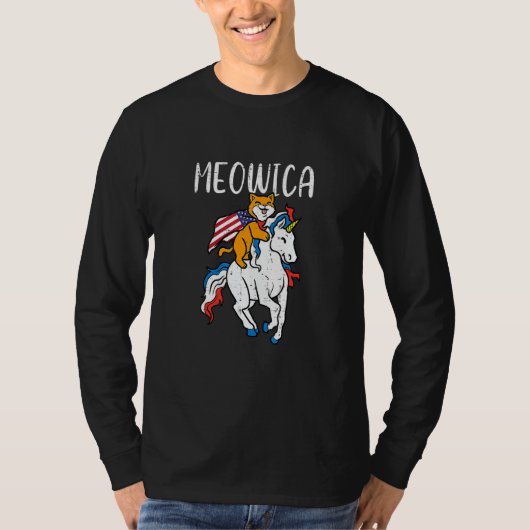 Meowica Cat Unicorn 7月4日(土)愛国心の高い幼児 Tシャツ (正面)