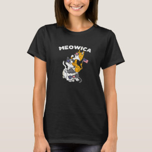 Meowica Kitten Cats American Flag Usa Pet 4 Th Of Tシャツ
