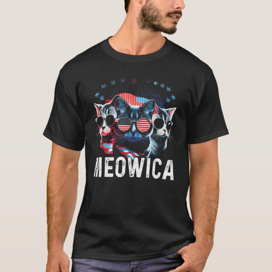 Meowica Patriotic Three Cats 4th of July Kids Amer Tシャツ (正面)