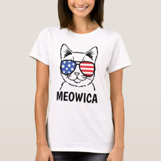 Meowica Shirt, おもしろいCat, Patriotic, 7月4日 Tシャツ