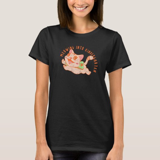 Meowing Into Kindergarten Cat Back To School   Tシャツ (正面)