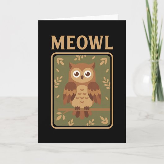 Meowl - 面白い鳴き声 猫 フクロウ Brainrot メーム カード (正面)