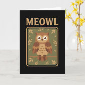 Meowl - 面白い鳴き声 猫 フクロウ Brainrot メーム カード (黄色い花)