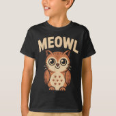 Meowl Cat Owl Hybrid Funny Meme Brain Rot Gen Alph Tシャツ (正面)