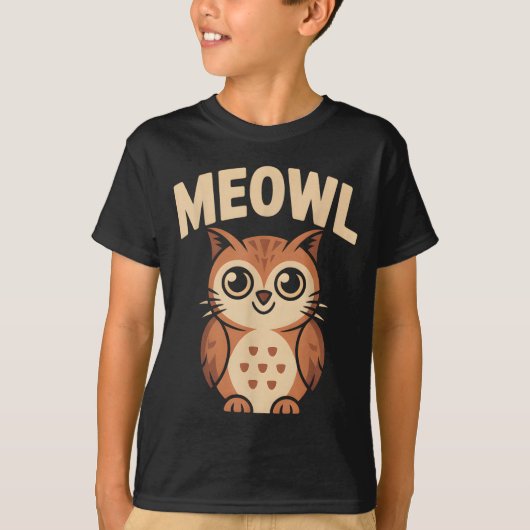 Meowl Cat Owl Hybrid Funny Meme Brain Rot Gen Alph Tシャツ (正面)