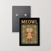Meowl - Funny Meow Cat Owl Brainrot Meme 缶バッジ (正面/裏面)