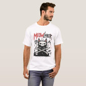 Meowlayer Cat Metal Doodle Illustration Tシャツ (正面フル)