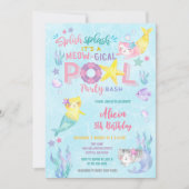 Meowmaid Pool Party Birthday Invitation 招待状 (正面)