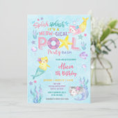 Meowmaid Pool Party Birthday Invitation 招待状 (スタンド正面)