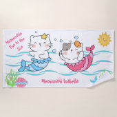 Meowmaids Mermaid Cats in the Sun Mercatsおもしろい ビーチタオル (正面)