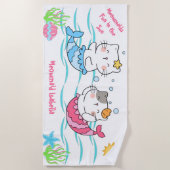 Meowmaids Mermaid Cats in the Sun Mercatsおもしろい ビーチタオル (正面)