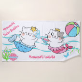 Meowmaids Mermaid Cats Swim Buddiesビーチタオル ビーチタオル (正面)