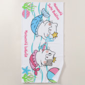 Meowmaids Mermaid Cats Swim Buddiesビーチタオル ビーチタオル (正面)