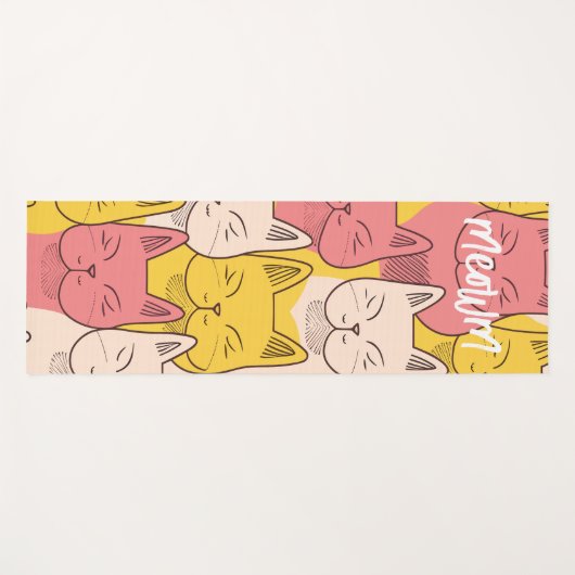 Meowmaste：かわいいフェミニンヨガマット猫好き ヨガマット (正面(横))