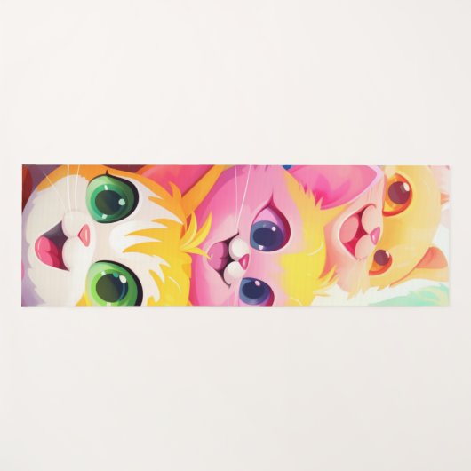 Meowmaste – かわいい子猫アニメスタイル ヨガマット (正面(横))