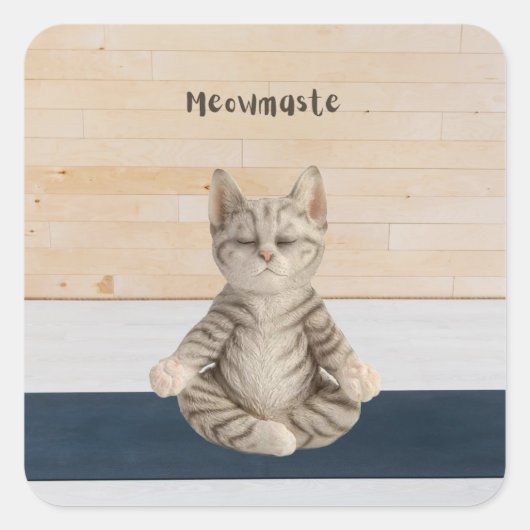 Meowmaste Cat Yogaスタンプ スクエアシール (正面)