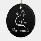 Meowmaste Cat Yoga Ceramicオーナメント- Round BLK セラミックオーナメント (左)