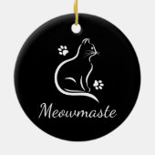 Meowmaste Cat Yoga Ceramicオーナメント- Round BLK セラミックオーナメント (裏面)
