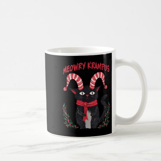 Meowry Krampus Funny Krampus Is Coming To Town Cat コーヒーマグカップ (右)