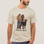 Meows & Muscle – Funny Cat Dad & Doberman Mom Shir Tシャツ (正面)