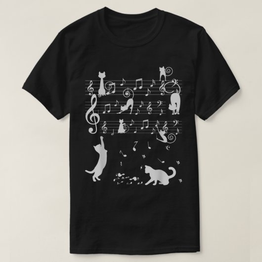 Meowsci Catsカラフルの音楽遊クレフ、 音符記号ピアノムス Tシャツ (デザイン正面)