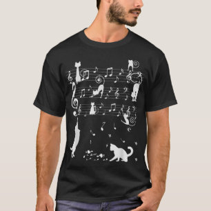 Meowsci Catsカラフルの音楽遊クレフ、 音符記号ピアノムス Tシャツ