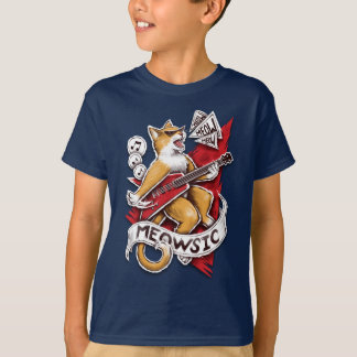 Meowsic - Chat Guitariste Tシャツ