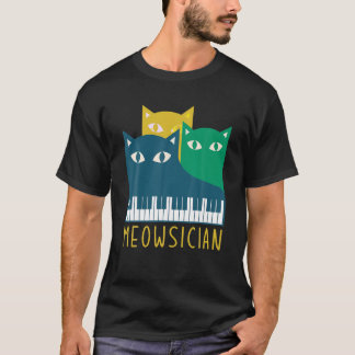 Meowsician猫好きミュージシャン音楽キーボードニャー Tシャツ