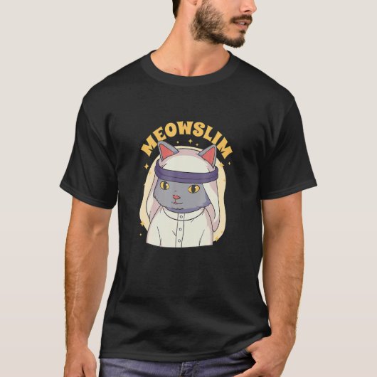 Meowslim Cute Cat Meowing Muslim Religion Tシャツ (正面)