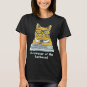 Meowster Keyboard  Cat Working Pun Programmer Code Tシャツ (正面)